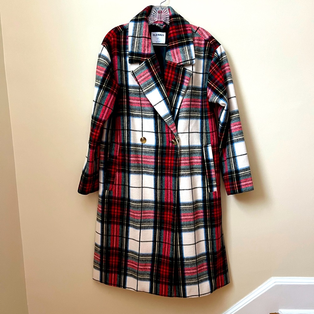 Old Navy Plaid Topcoat